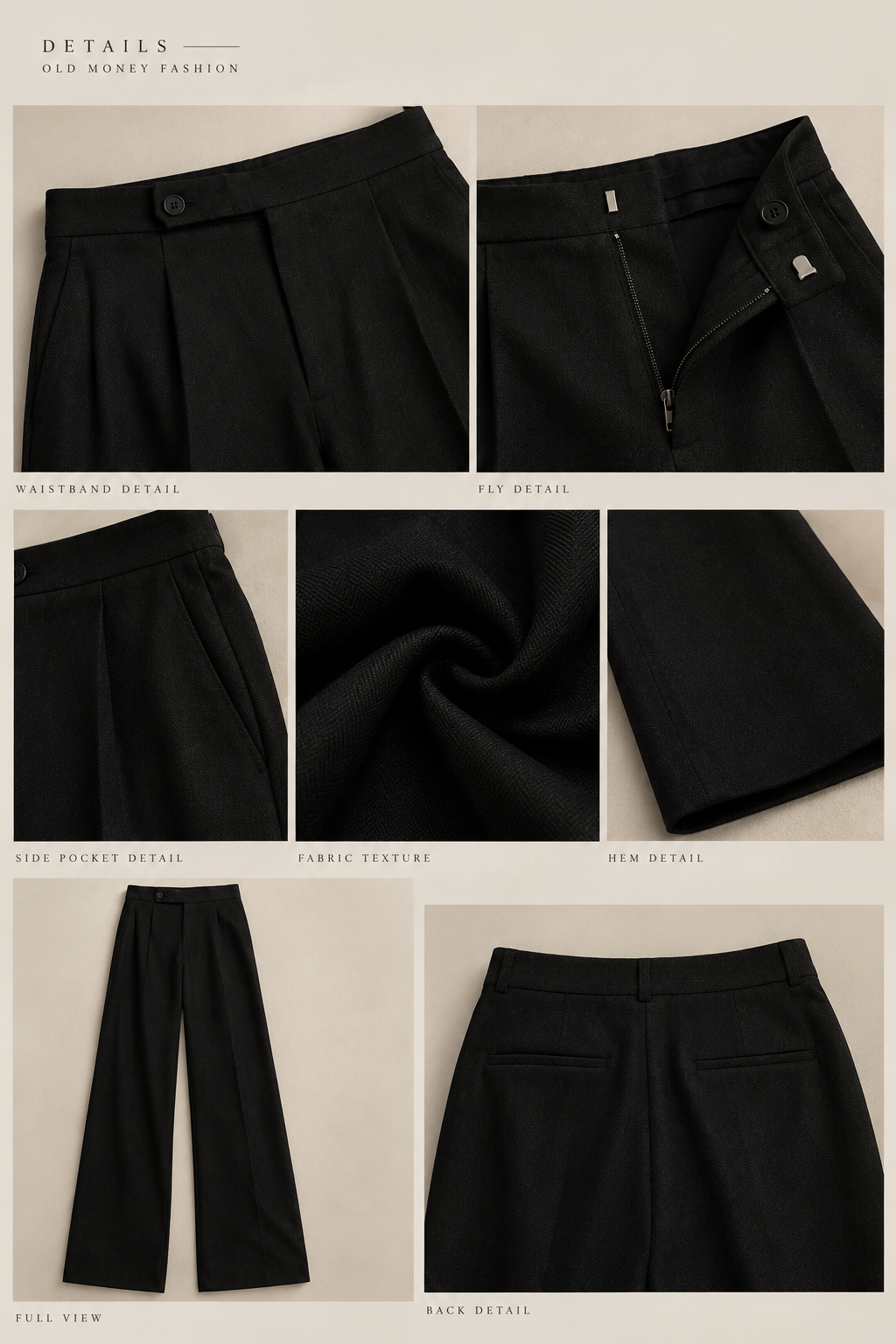 Black Wide-Leg Tailored Trousers