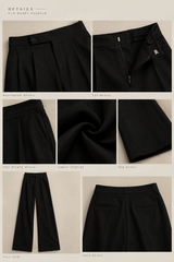 Black Wide-Leg Tailored Trousers